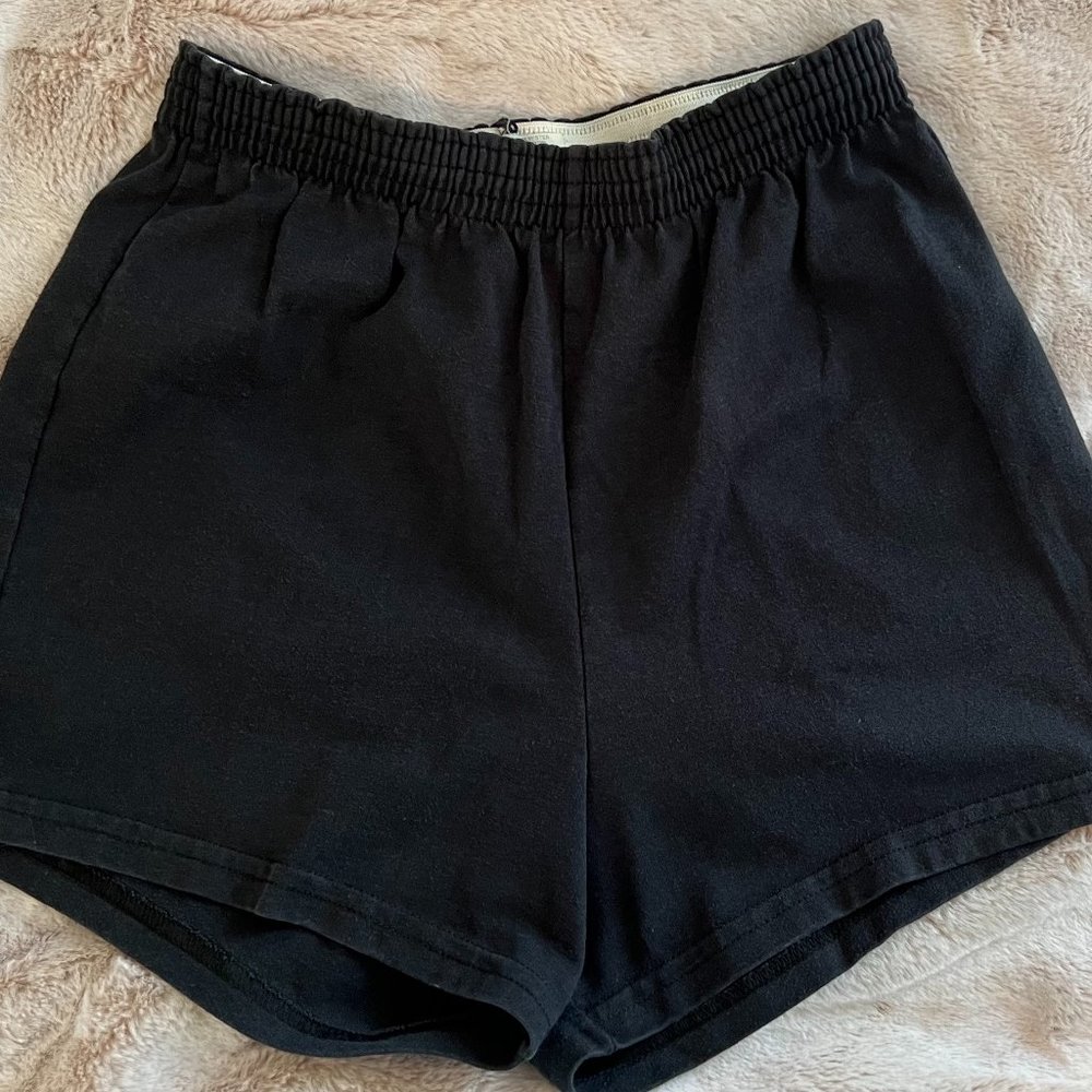 Soffe Cotton Shorts, Elastic Waist, Black, Medium